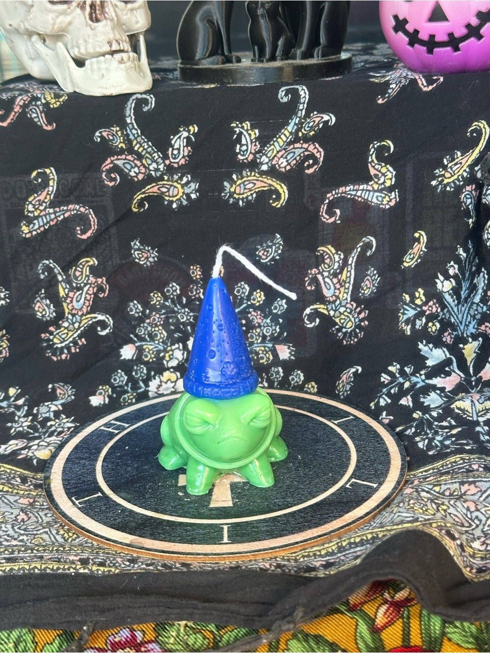 Blue Hat Wizard Frog Candle